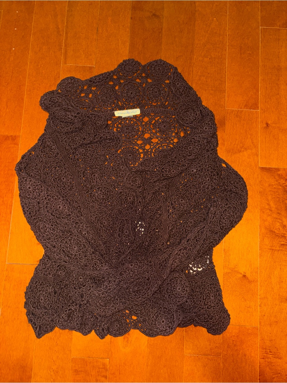 Vintage Women's brown Crochet Openwork Sweater
